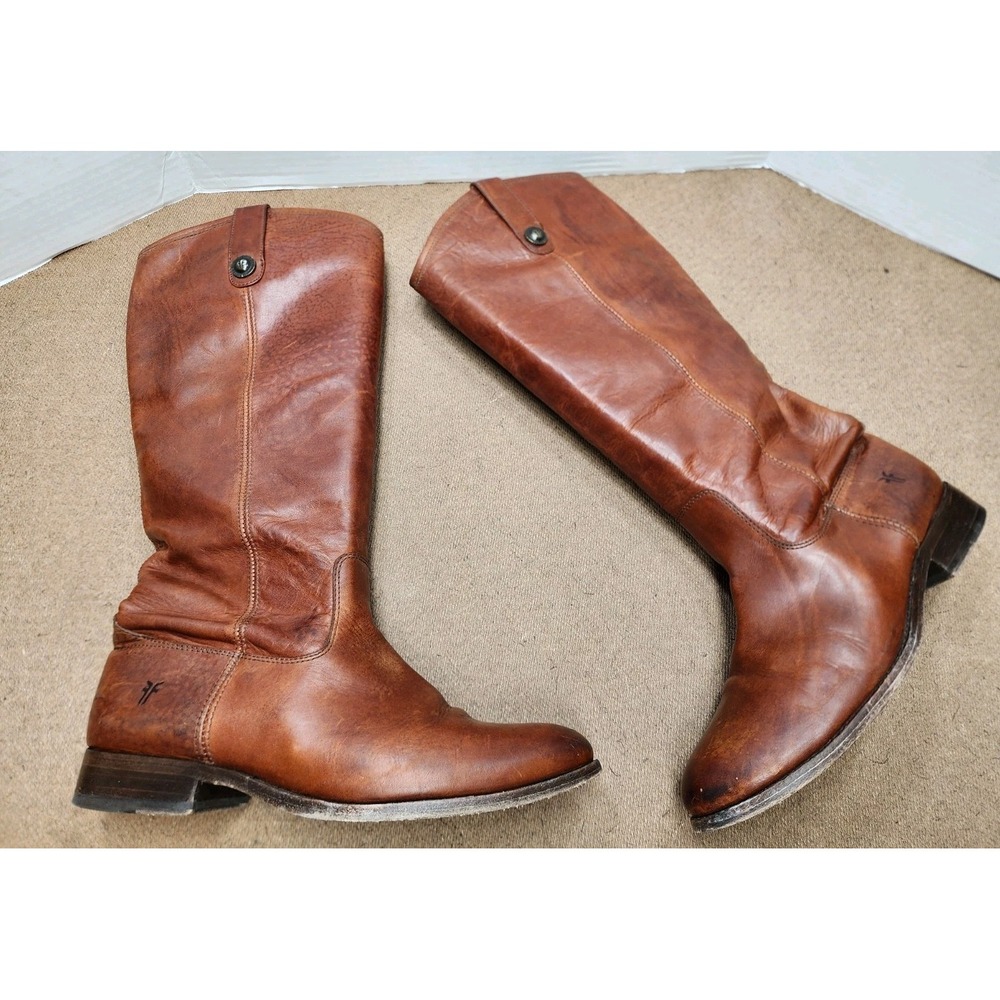 Frye Melissa Button 77167 Women's Size 8 B Brown Leather Round Toe Boot